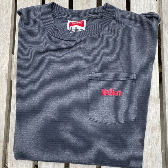 Marlboro Brand Sweepstakes pocket T-Shirt striped - Picture 1 of 9